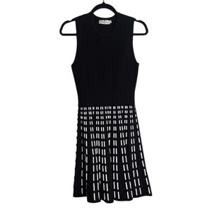 A.L.C. Black Sleeveless Crewneck Fit And Flare Dress In Black and White Size Med